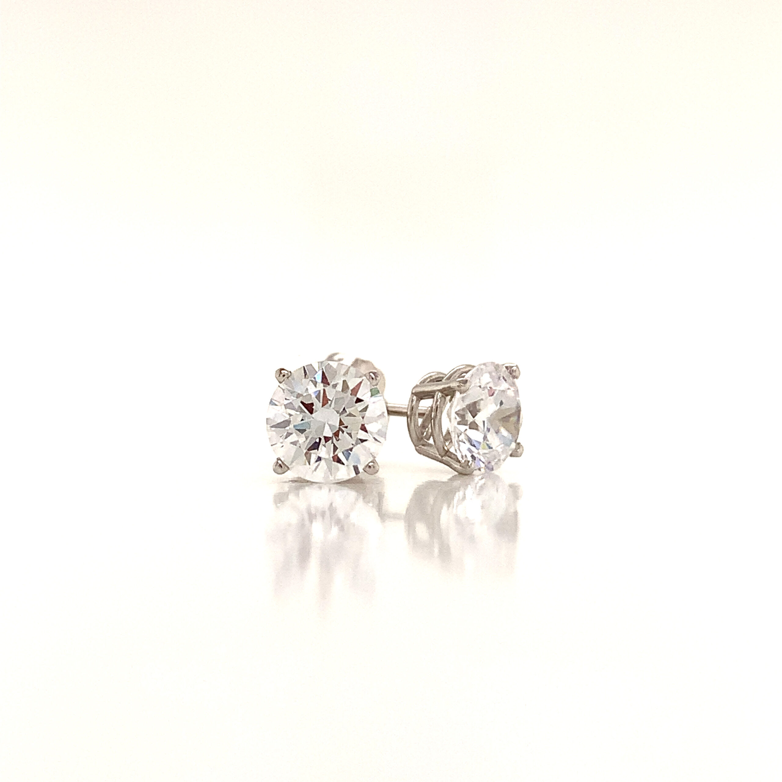 14K Colorless Simulated Diamond 4 Prong Basket Stud Earrings